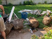 The four large pieces of concrete Nathan dig out this morning. 