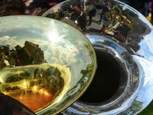 The Bretforten Silver brass band led the procession into the main Town Square.