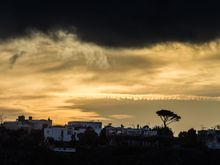 And were glad that we did. The ferry cruised along the Scola Frusta coastal section of Procida's 'Vivara' wilderness reserve. Moody clouds signaled a special sunset to come. It was one of those added-value moments while one is in transit, much like Venice's vaporetto #1. 
