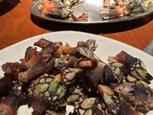 These are the much-vaunted percebes, sea barnacles, pried at tremendous peril by specialized percebeiros  who clamber down the wind-lashed cliffs to gather these morsels that sell for hundreds of euros in Madrid and other urban centers.  It is very much worthwhile to view videos and read about these brave souls; every village memorializes those who have lost their lives in the pursuit of a delicacy too expensive for most locals but much in demand by tourists, like ourselves. 