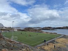 Henningsvær soccer field on a small peninsula 