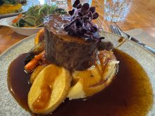 My beef dinner which I enjoyed very much at the Green Parrot Bar and Restaurant in Methven.