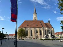 St. Michael's Cathedral in Piata Unirii. Built between 1349 and 1487 in the German Gothic style of the Saxons who ruled over the city unchallenged. 