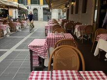 Restaurant scene in the Brera district. 