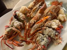 I also repeated my dish from last year:  Fried bogavante, a type of lobster.   Very good but the meat was not as tender as I might have liked.  A LOT of food--I left about half on the plate.