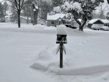 one of my bird feeders with a dusting of snow on the rooftop.m