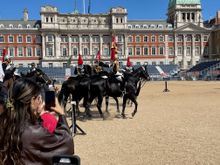 Here comes the Cavalry!  They rode in and the then turned and formed a line and then they broke off in twos and probably relieved the guys we just saw, and eventually all seven of them rode through the gate toward Whitehall.