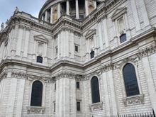 St. Paul's is so big that you can't see the dome if you are walking around the park next to the Cathedral. I'm across the street hear
