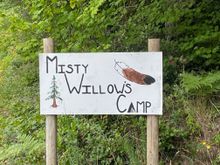 This is the only sign for Misty Willows Camp.  If you are heading south there is no sign.