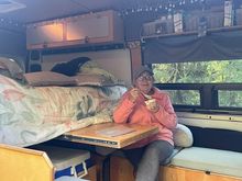 First up, a little breakfast of yogurt and granola in the van.