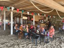 Jorge sets us up with a bit table, and plies us with tequila and wonderful seafood.  Our friend, John, always orders this giant board of sashimi, coconut shrimp, octupus and oysters.  It's a feast
