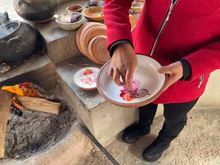 Demonstrating the making of the color 