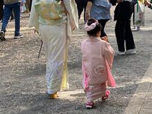 There is a tradition in which children who are 3, 5, and 7 are celebrated. They’re brought to the shrine and their family gives thanks to the gods for their health and pray for continued protection in the future. We saw children and their families dressed up for this wonderful tradition. 