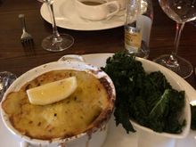 Fish pie with roasted kale