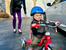 His little legs aren’t quite long enough to reach the pedals but it won’t be long!