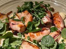 chipirones con ali oli and greens