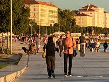 Walking along the waterfront