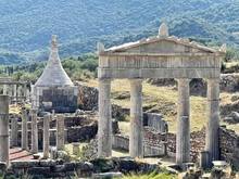 Gate to the gymnasium, and a mausoleum