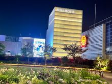 Eating dinner with a rooftop view from the Mitsukoshi Building 