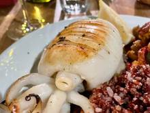 Now I know that seche means cuttlefish.  I've never seen it fresh before. Or whole. Served with red camarguaise rice