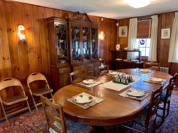 Her unpretentious kitchen where she used ordinary dishes for all guests. 