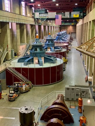 Inside the power plant and some of the turbines.