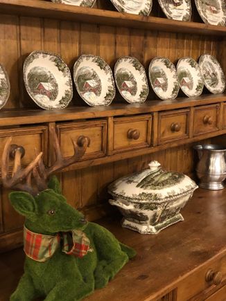 
Replaced my white china with Vintage Friendly Village in English dresser in main living area .