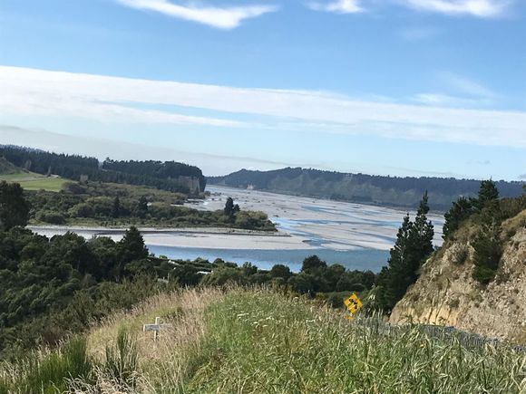 Braided Rakaia river originates from the glaciers.