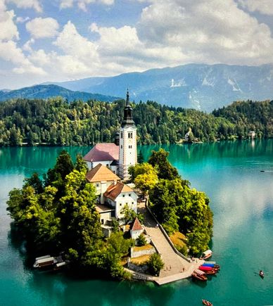 Island in Lake Bled, Slovenia