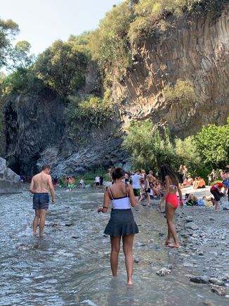 The water is naturally freezing cold at the bottom of the Alcantara Gorge