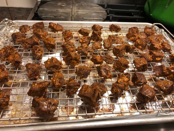 I cut the meat into small bites because DS2 apparently does not chew his food.  I take responsibility for that, as a neglected third child he probably learned how to eat from watching the dogs! 