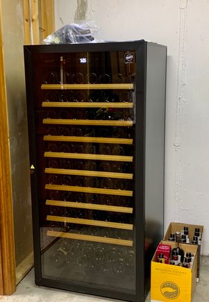 Basement closet, er, wine cellar, lol. If you ever break into my house, this is where the good stuff is kept! Pinot Noirs, Bordeaux, and French Burgundies.