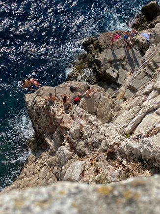 Along the cliffs below the walls