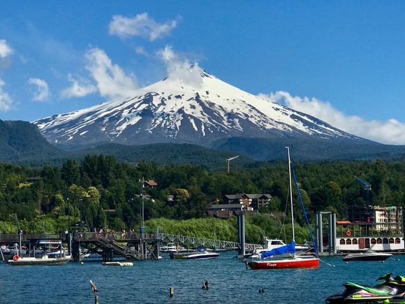 Volcan Villarica from Pucon marina