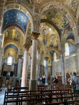 Stunning mosaics inside Palermo’s La Mortorana chuch.