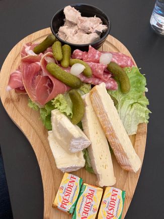 Huge charcuterie plate for lunch