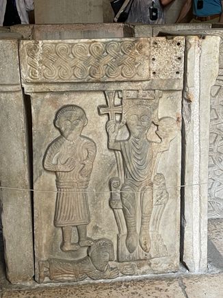 Detail of one of the walls of the baptismal font