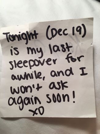 I recently found this old note in a drawer. This daughter is now 25 and still very grouchy when she doesn’t get enough sleep. 