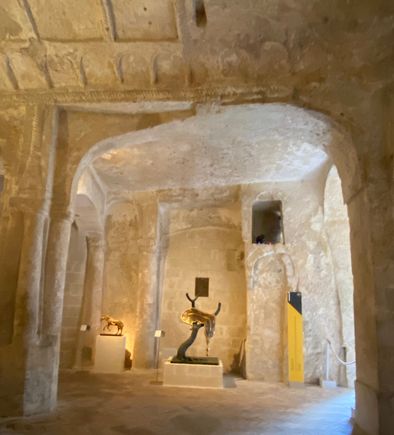 Dali exhibit in former cave church. 