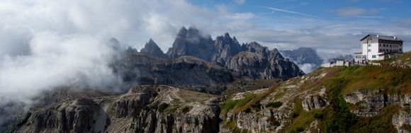 Auronzo Hut and Cadini behind