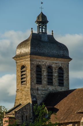 Steeple at sunset.