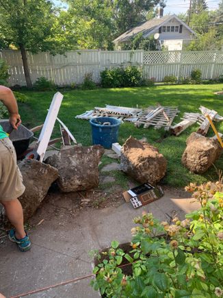 The four large pieces of concrete Nathan dig out this morning. 