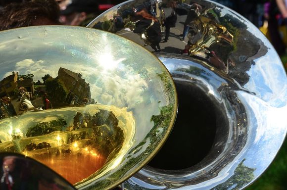 The Bretforten Silver brass band led the procession into the main Town Square.