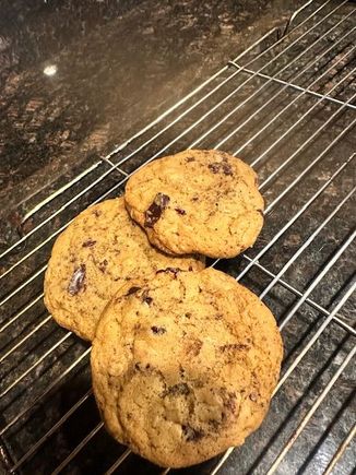 Oatmeal, chocolate chunks and sour cherries.