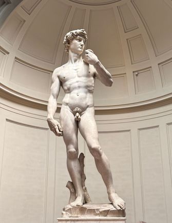 Michelangelo portrays David as a muscular young man