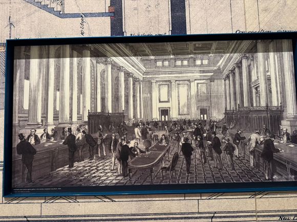 Old photo of the Long Room at the Customs House. 