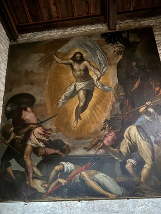 A painting inside the church