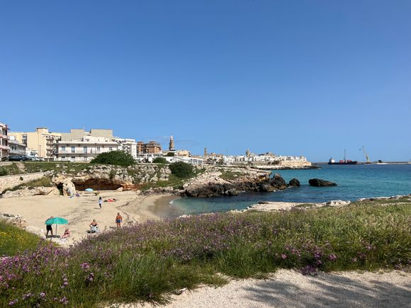 This is the closest Monopoli town beach that I recall. There are some rockier areas right in outside the center where people swam as well. 