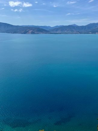 Photo of the blue blue sea (or Argolic Gulf, the correct term according Akis), taken high above Nafplion in the Fortress of Palamidi.