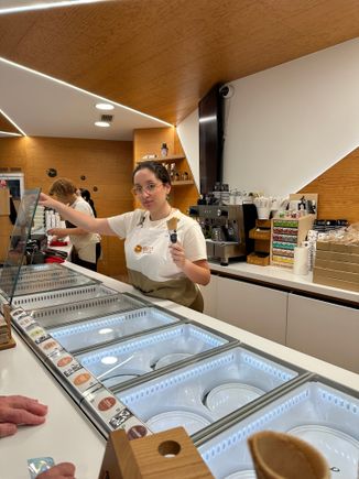 Interior of BICO heladeria, in the center of Santiago's old quarter; a large cup with two flavors costs 3.30 euro